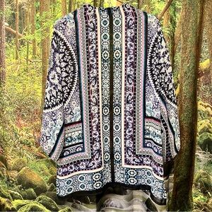 Express Sheer Kimono Duster Cardigan Cover Up Multicolor pattern